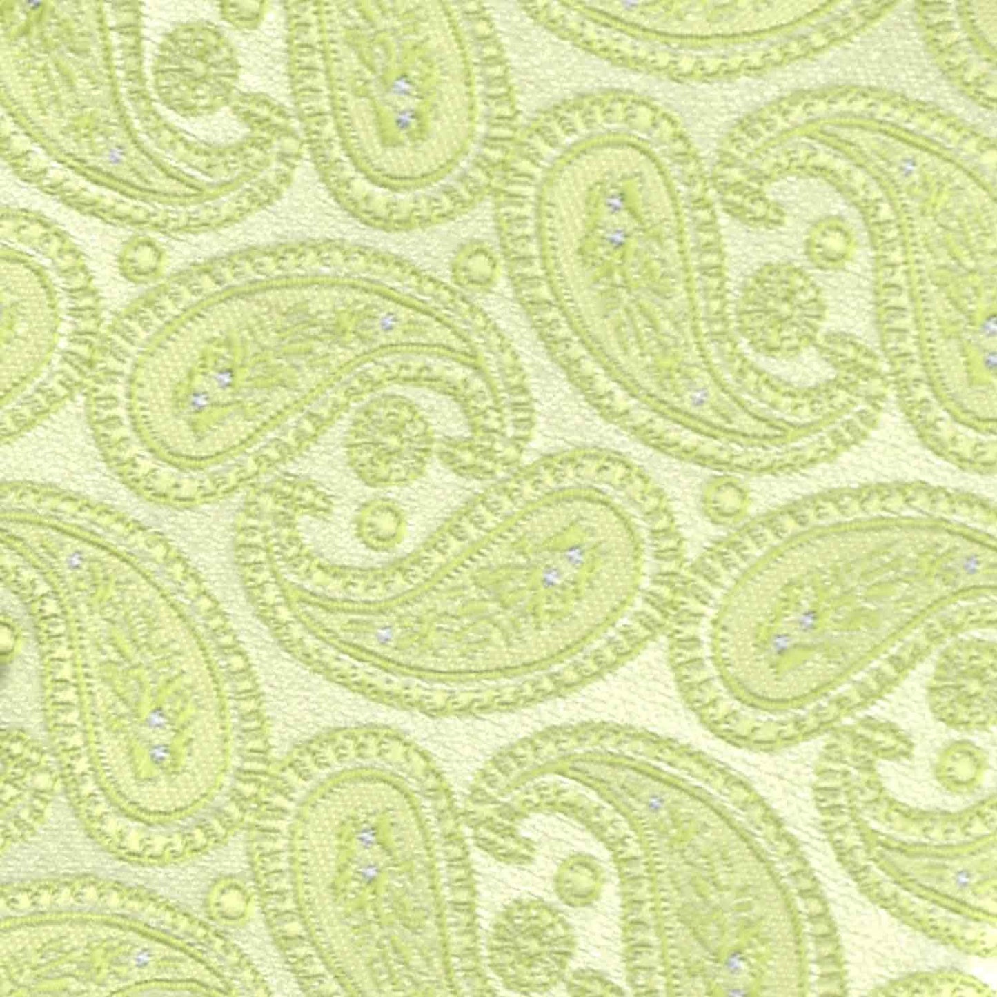 Closeup of an apple green paisley tie