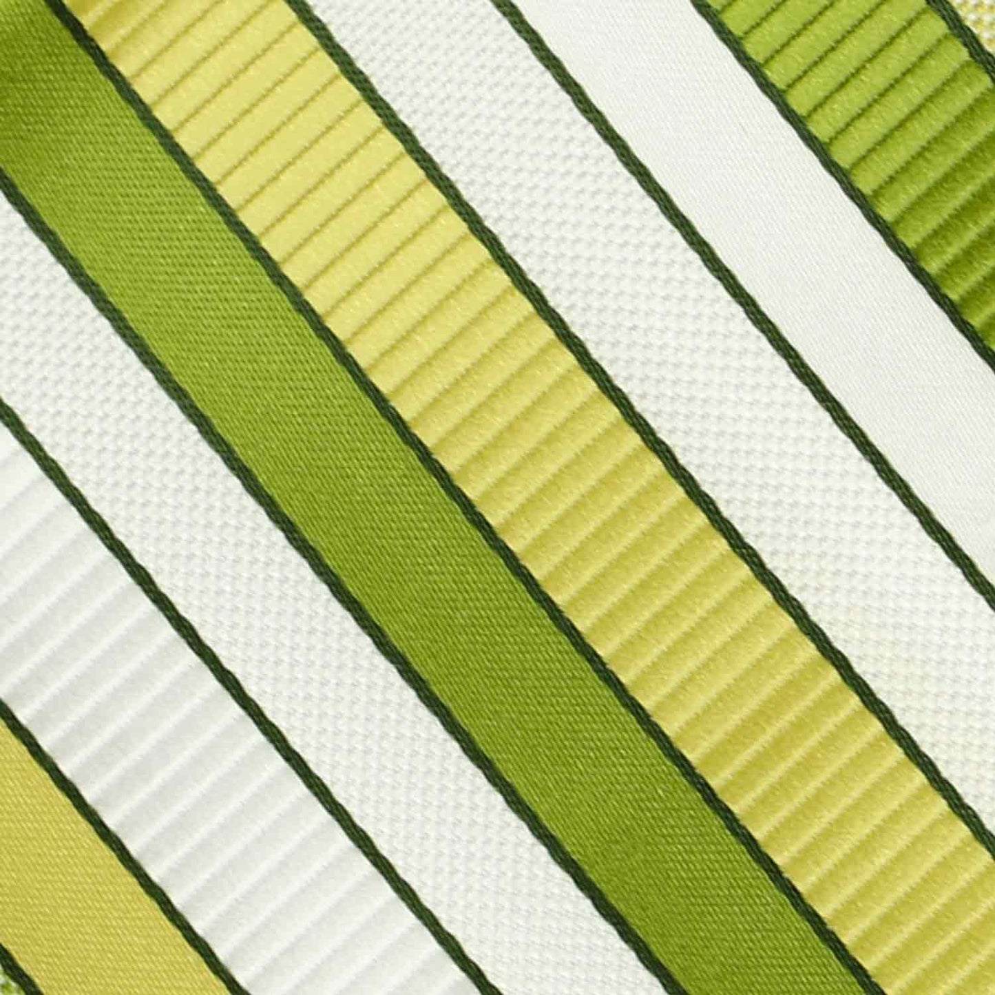 Closeup of an asparagus green striped tie